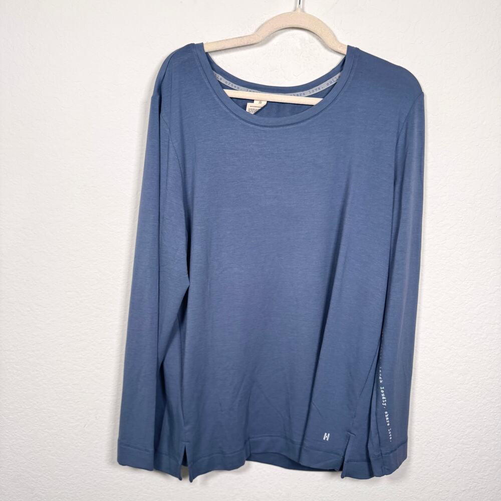 Hue Women French Terry Long Sleeve Sleep Shirt Top Size XL Lounge Vintage Indigo